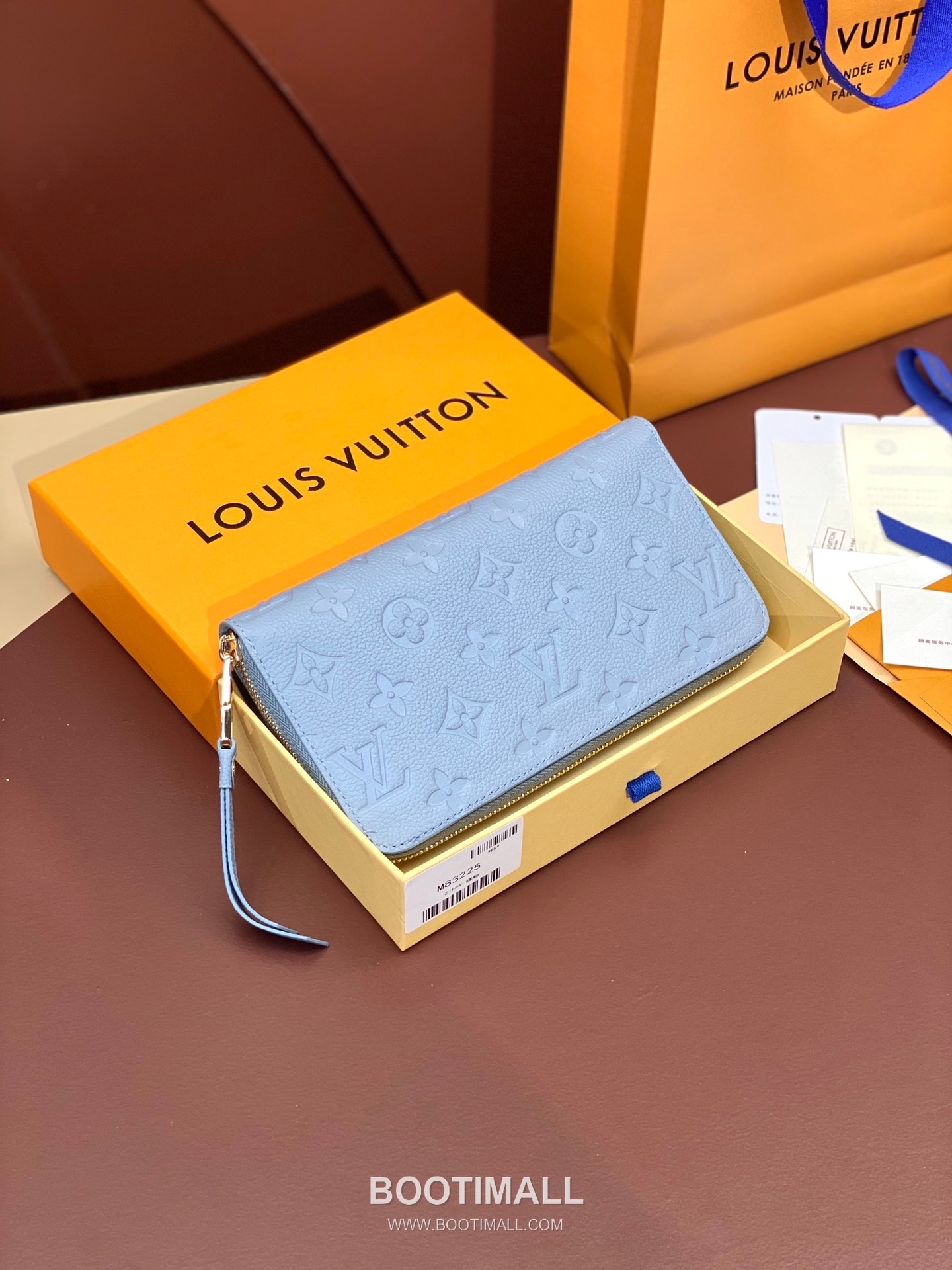 Louis Vuitton Zippy Monogram Empreinte Grained Cowhide Blue Zip Wallet 루이비통 지피 모노그램 앙프렝뜨 M82926 그레인드 소가죽 블루 지퍼 장지갑 20cm 2
