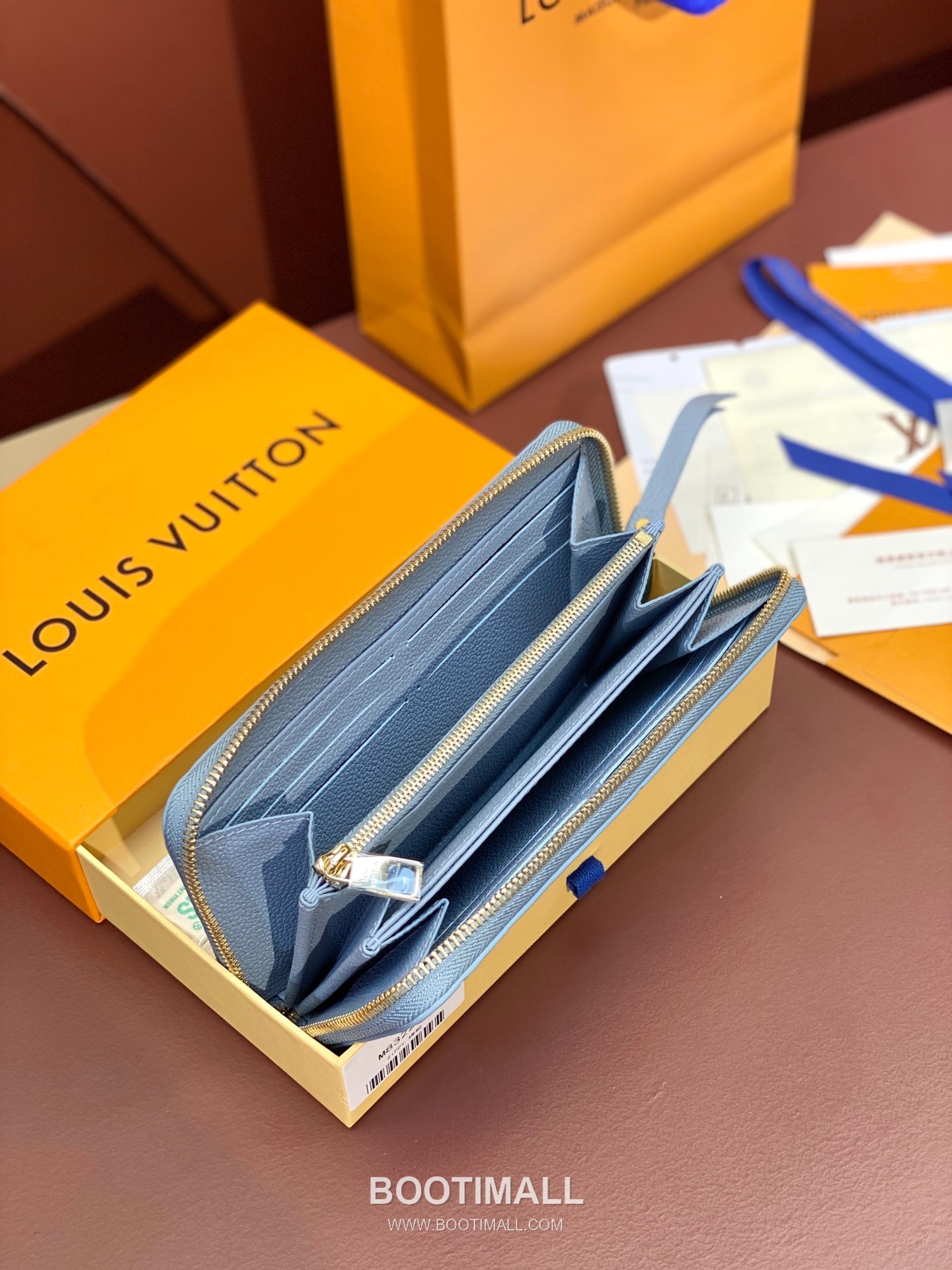 Louis Vuitton Zippy Monogram Empreinte Grained Cowhide Blue Zip Wallet 루이비통 지피 모노그램 앙프렝뜨 M82926 그레인드 소가죽 블루 지퍼 장지갑 20cm 3