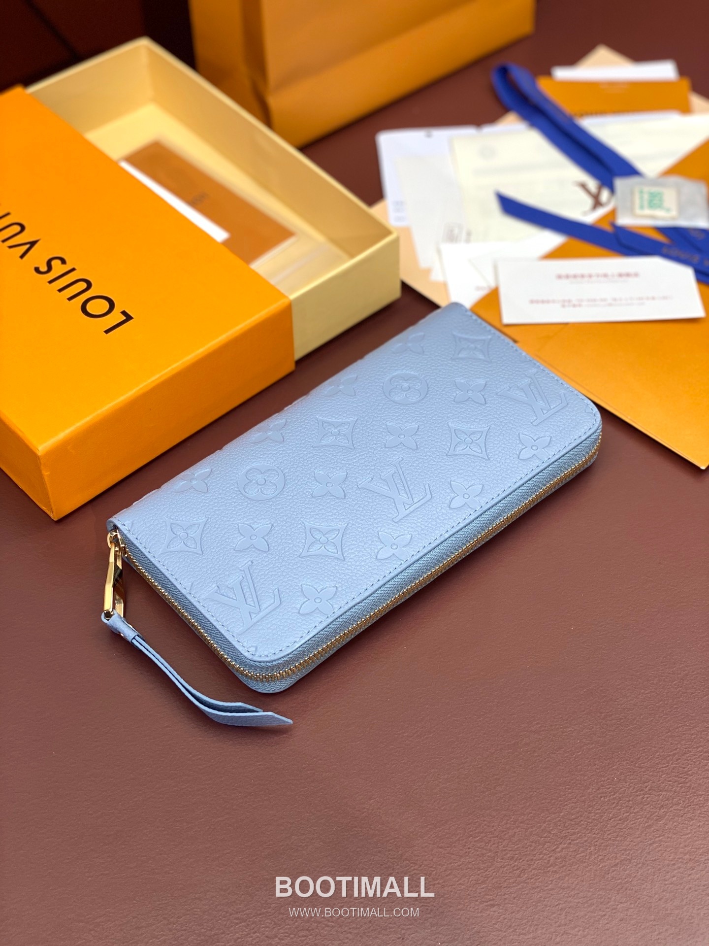 Louis Vuitton Zippy Monogram Empreinte Grained Cowhide Blue Zip Wallet 루이비통 지피 모노그램 앙프렝뜨 M82926 그레인드 소가죽 블루 지퍼 장지갑 20cm 6