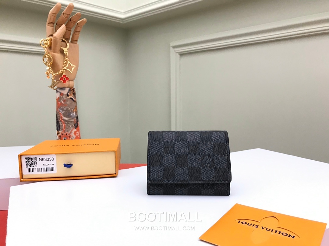 Louis Vuitton Enveloppe Carte de Visite Damier Graphite Monogram Coated Canvas Black Card Holder 루이비통 앙벨로프 카르트 드 비지트 다미에 그라파이트 모노그램 코팅 캔버스 블랙 카드홀더 11cm 1