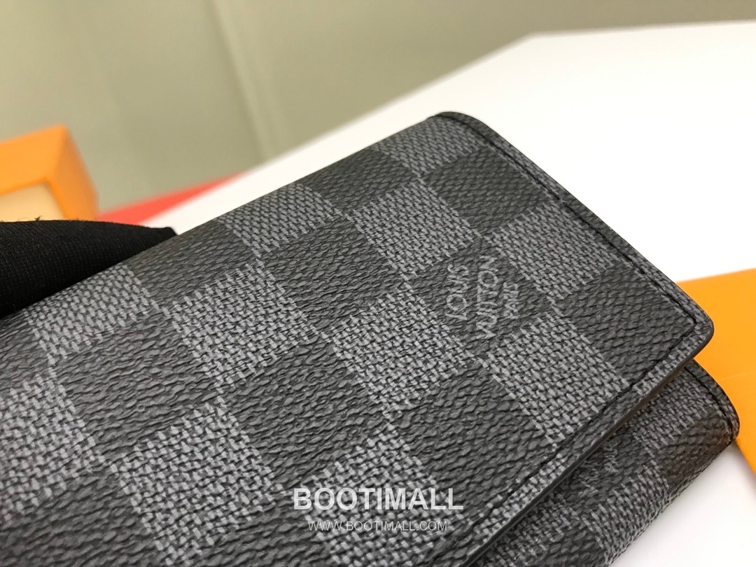 Louis Vuitton Enveloppe Carte de Visite Damier Graphite Monogram Coated Canvas Black Card Holder 루이비통 앙벨로프 카르트 드 비지트 다미에 그라파이트 모노그램 코팅 캔버스 블랙 카드홀더 11cm 3