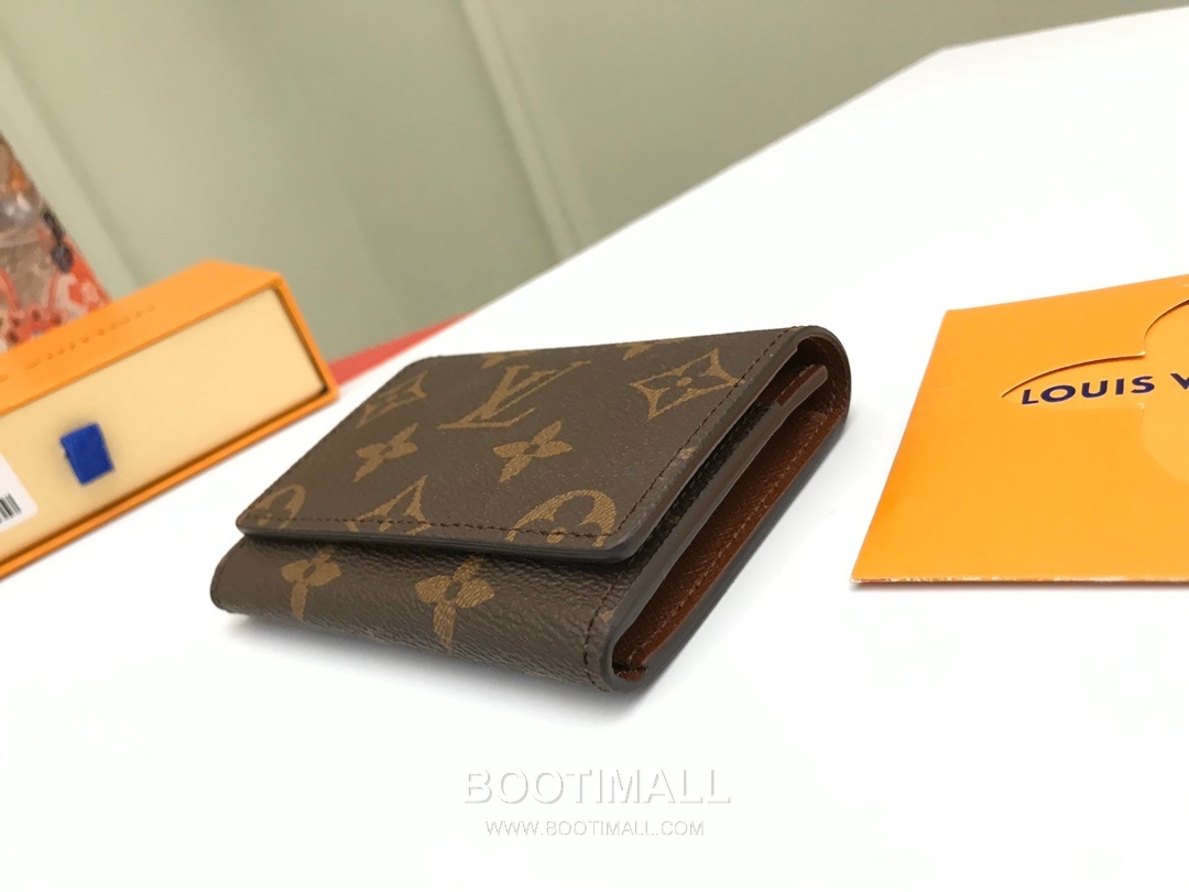 Louis Vuitton Enveloppe Carte de Visite Monogram Coated Canvas Brown Card Holder 루이비통 앙벨로프 카르트 드 비지트 모노그램 코팅 캔버스 브라운 카드홀더 11cm 4