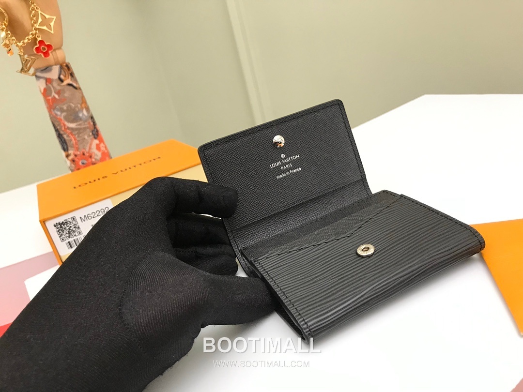 Louis Vuitton Enveloppe Carte de Visite Monogram Coated Canvas Black Card Holder 루이비통 앙벨로프 카르트 드 비지트 모노그램 코팅 캔버스 블랙 카드홀더 11cm 5