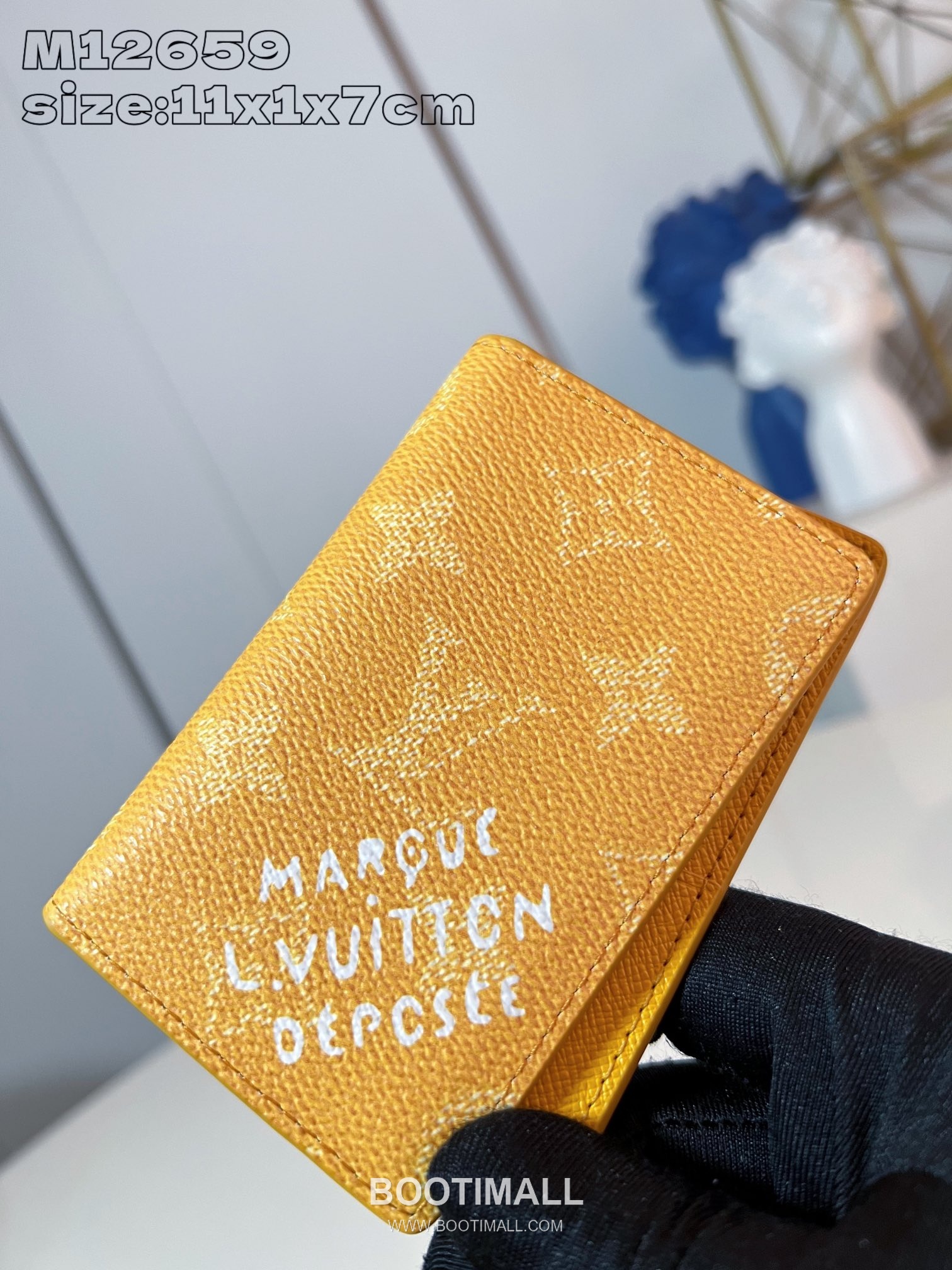 Louis Vuitton Pocket Monogram Heritage Damier Marque Coated Canvas Yellow Card Holder 루이비통 포켓 모노그램 헤리티지 다미에 마르크 코팅 캔버스 옐로우 카드홀더 11.1cm 2