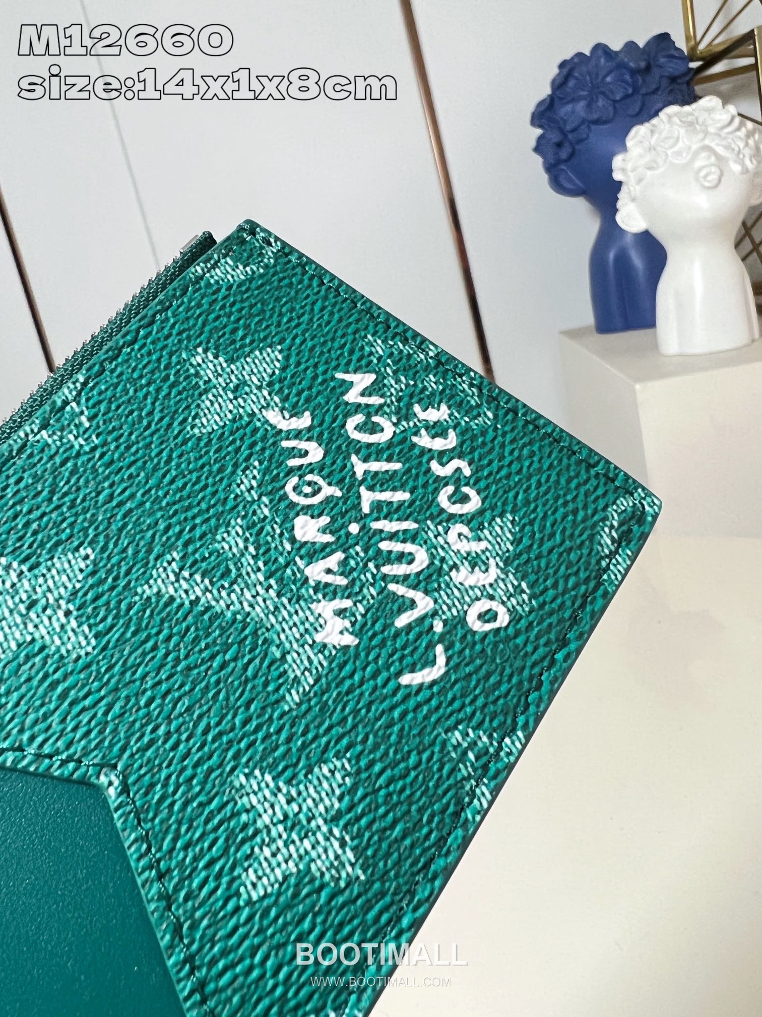 Louis Vuitton Pharrell Damier Monogram Marque Coated Canvas Green Card Holder 루이비통 파렐 다미에 모노그램 마르크 코팅 캔버스 그린 카드홀더 14.5cm 3