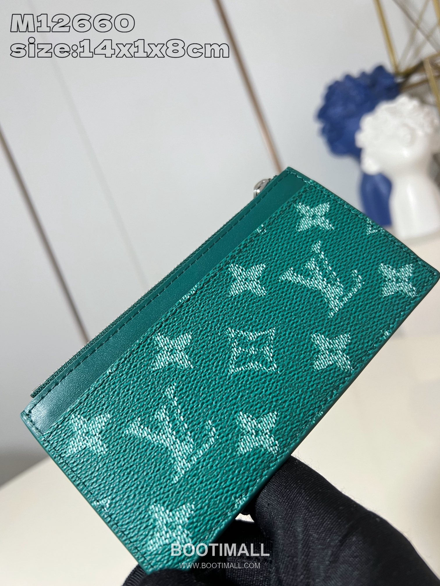 Louis Vuitton Pharrell Damier Monogram Marque Coated Canvas Green Card Holder 루이비통 파렐 다미에 모노그램 마르크 코팅 캔버스 그린 카드홀더 14.5cm 4