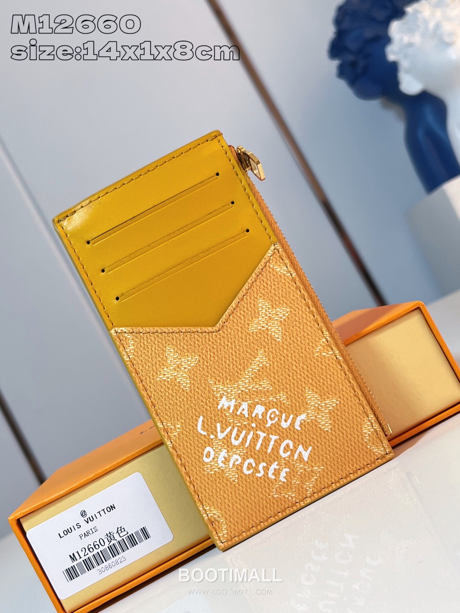 Louis Vuitton Damier Monogram Marque Coated Canvas Yellow Card Holder 루이비통 다미에 모노그램 마르크 M12660 코팅 캔버스 옐로우 카드홀더 14.5cm 1