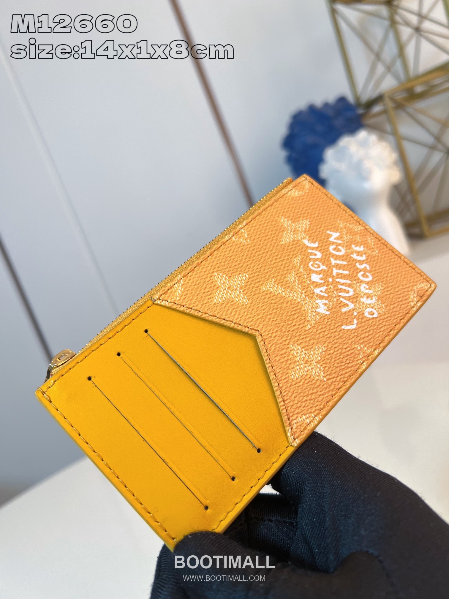 Louis Vuitton Damier Monogram Marque Coated Canvas Yellow Card Holder 루이비통 다미에 모노그램 마르크 M12660 코팅 캔버스 옐로우 카드홀더 14.5cm 2