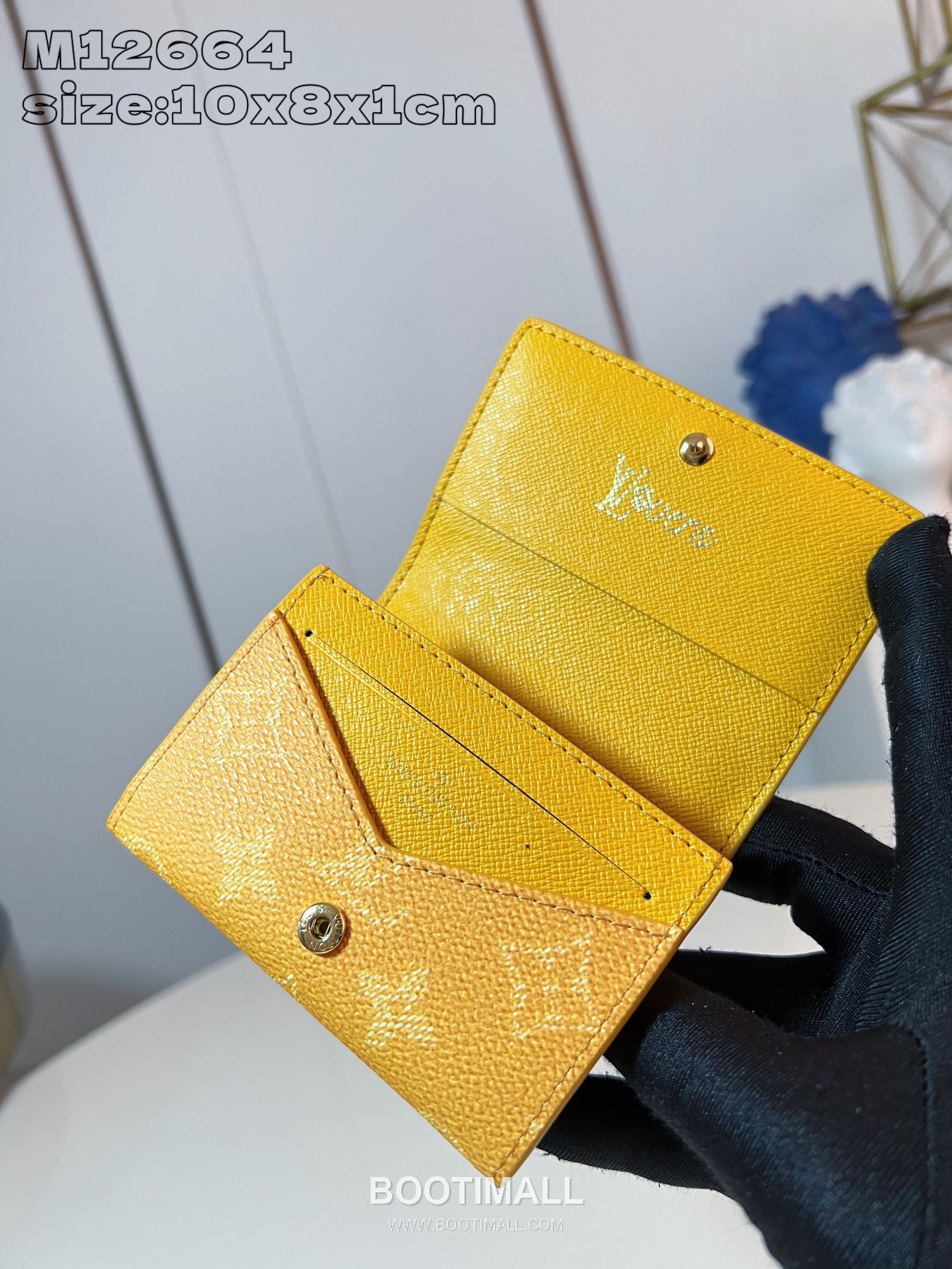 Louis Vuitton Monogram Heritage Marque Accordion Coated Canvas Yellow Card Holder 루이비통 모노그램 헤리티지 마르크 아코디언 코팅 캔버스 옐로우 카드홀더 10.5cm 5