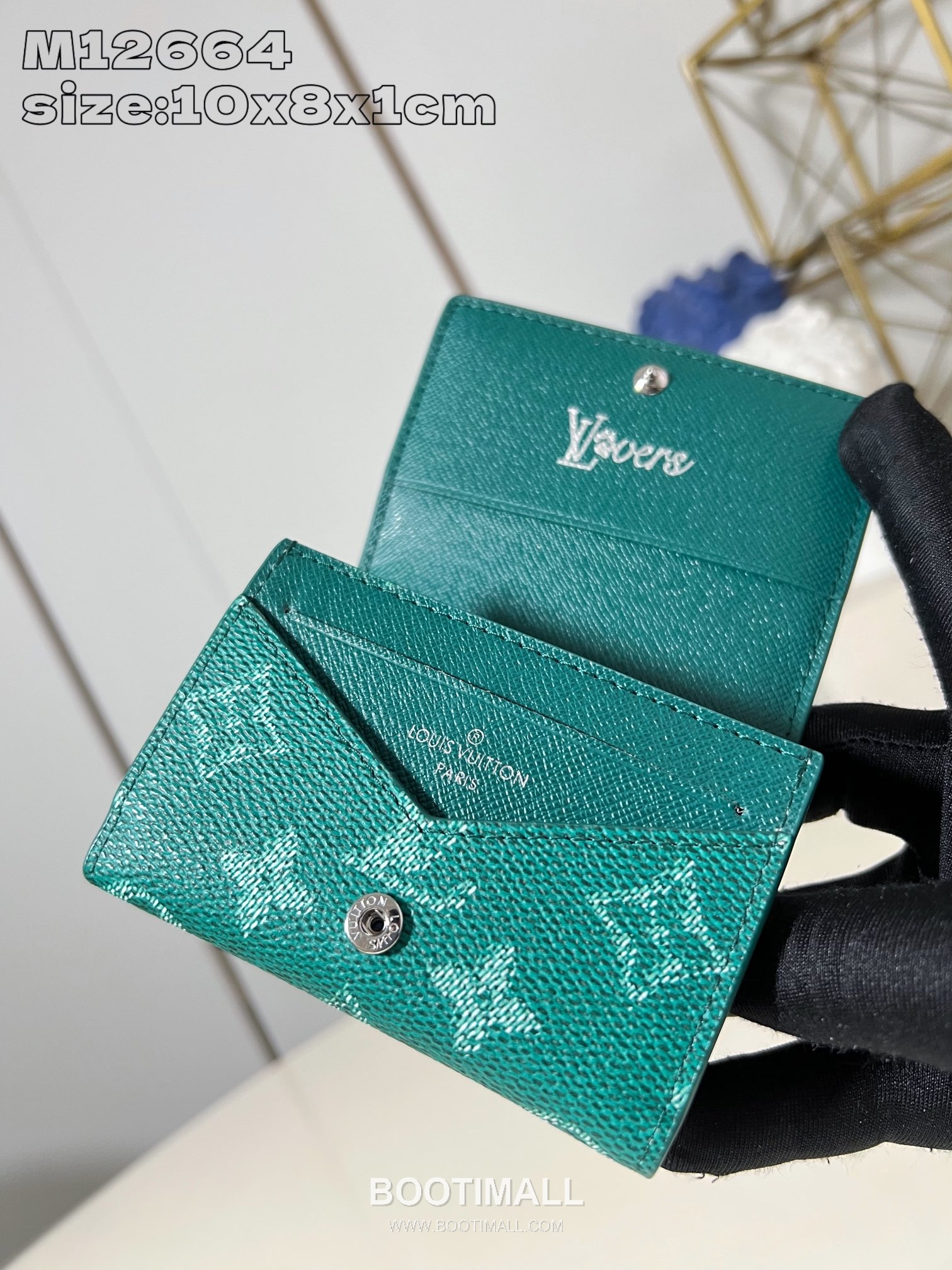 Louis Vuitton Monogram Heritage Marque Coated Canvas Green Card Holder 루이비통 모노그램 헤리티지 마르크 코팅 캔버스 그린 카드홀더 10.5cm 5