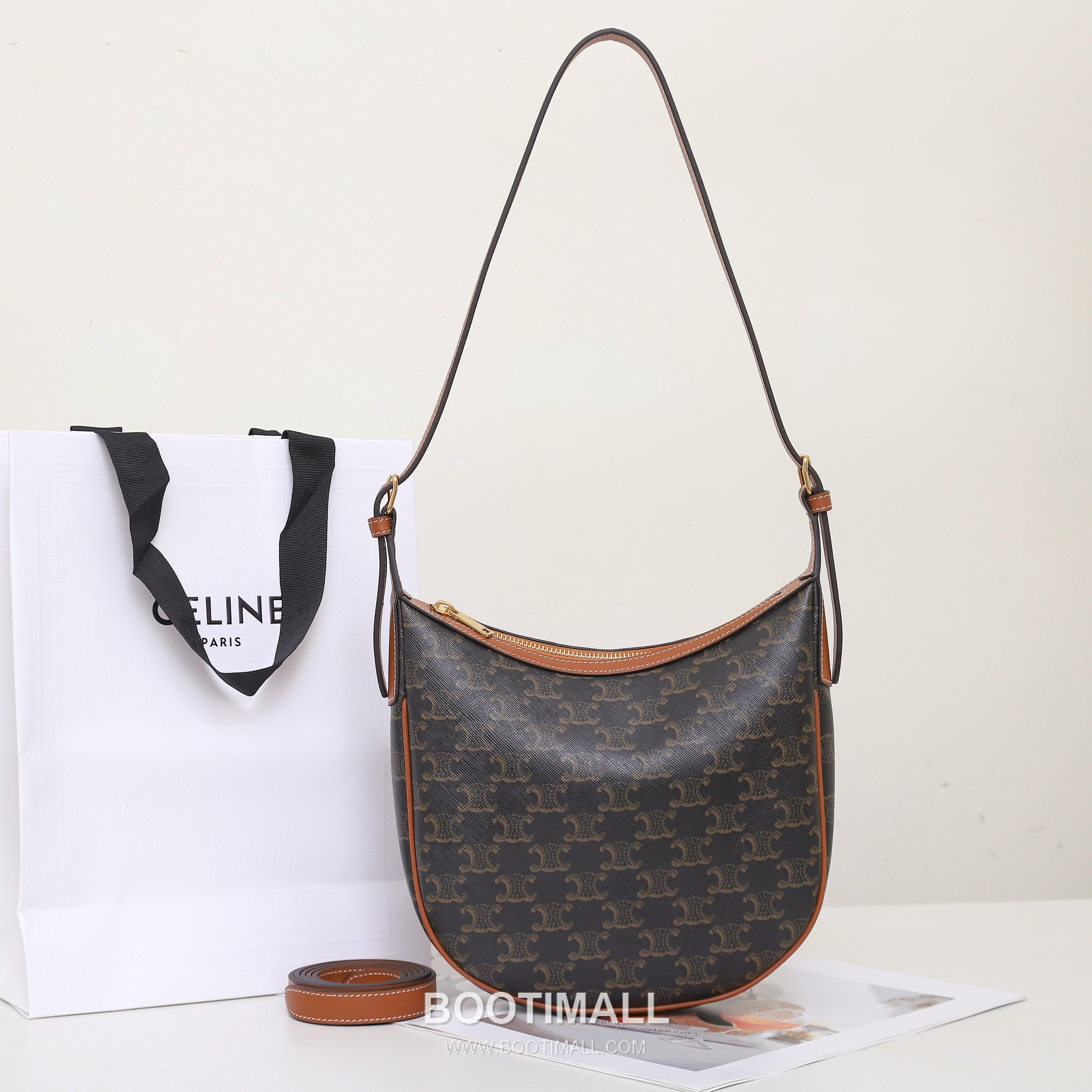 Celine HOBO Triomphe 117252 Calfskin Brown Hobo Bag 셀린느 HOBO 117252 카프스킨 브라운 호보백 24cm 6