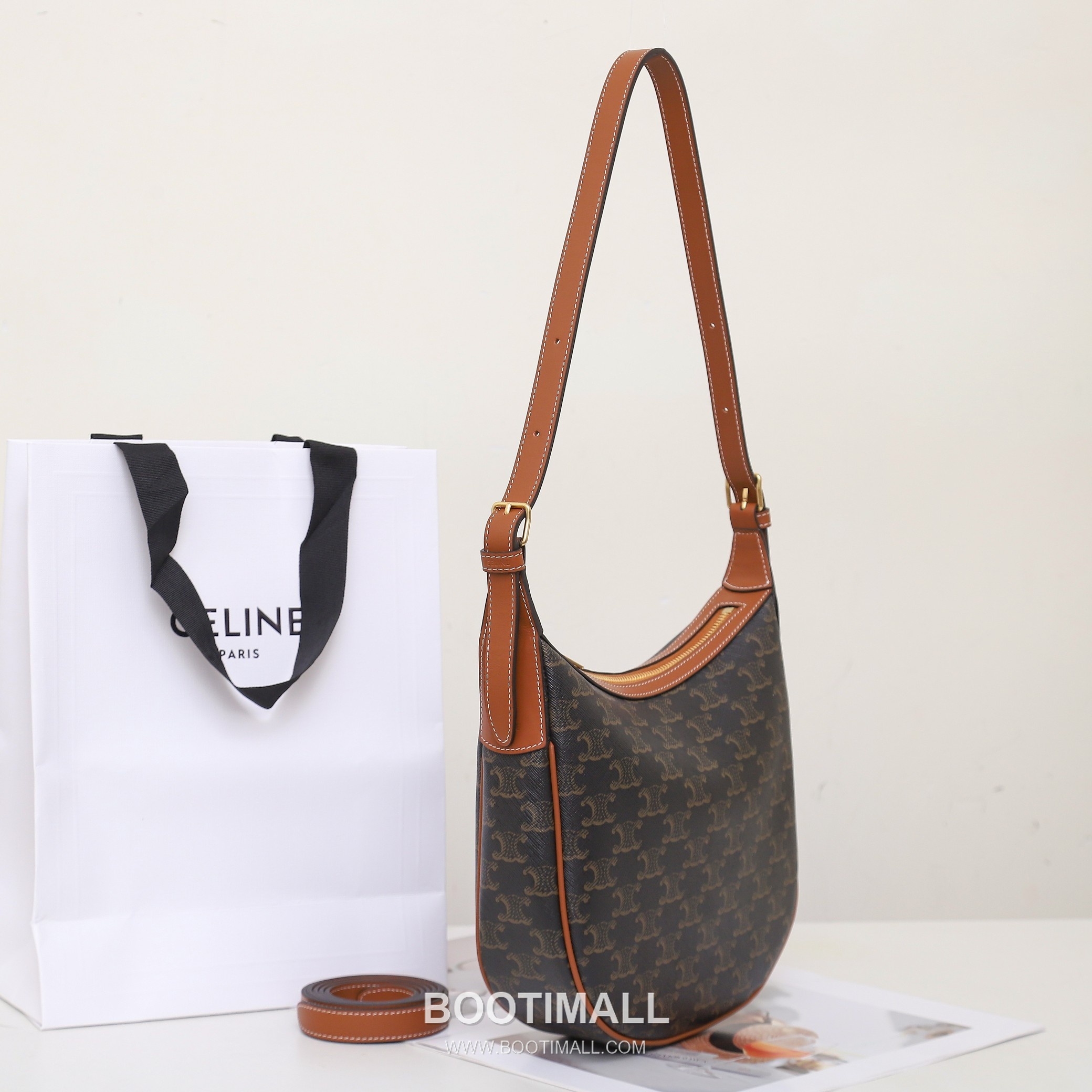 Celine HOBO Triomphe 117252 Calfskin Brown Hobo Bag 셀린느 HOBO 117252 카프스킨 브라운 호보백 24cm 7