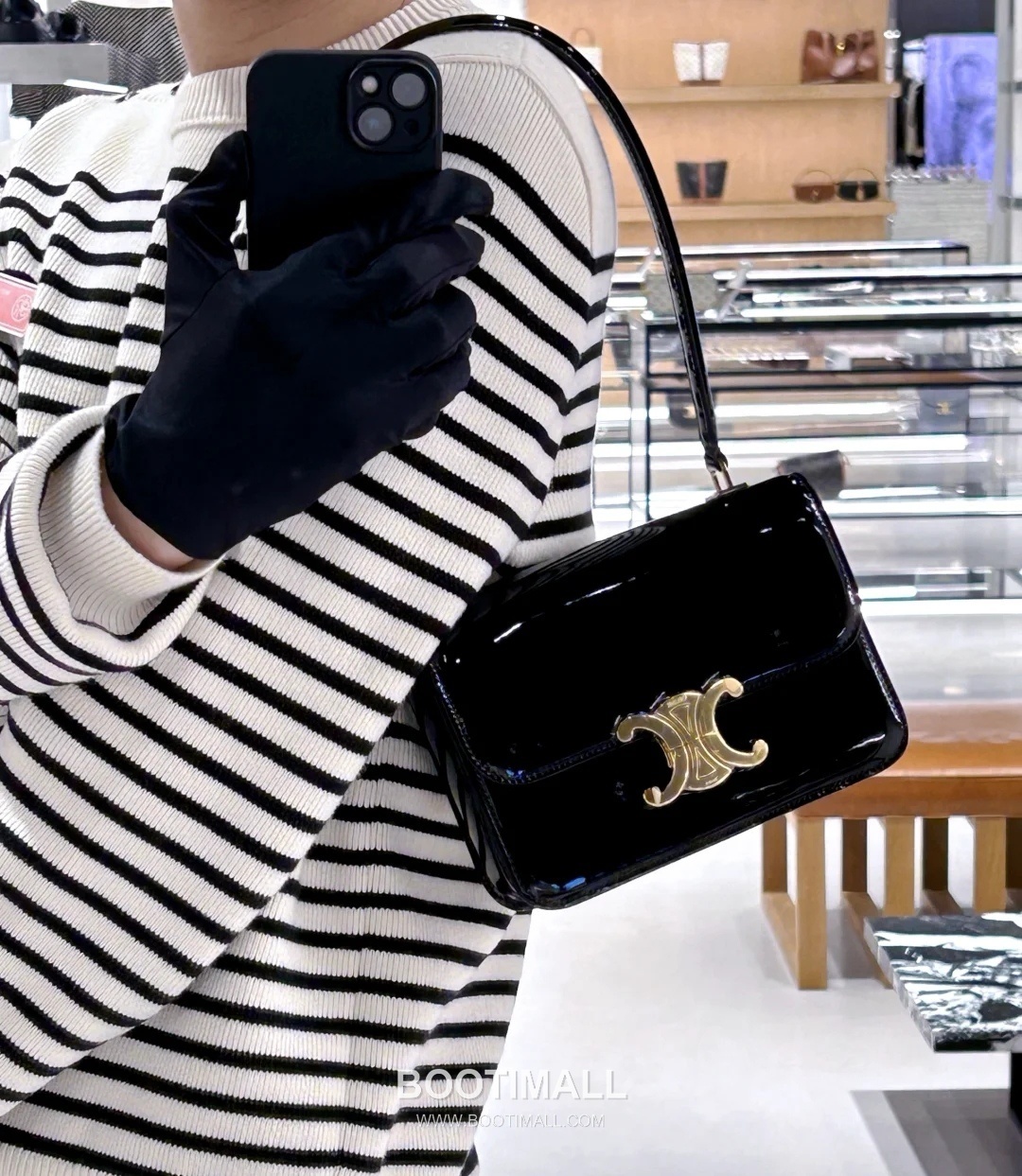 Celine Triomphe 118053 Calfskin Black Shoulder Bag 셀린느 118053 카프스킨 블랙 숄더백 18cm 2