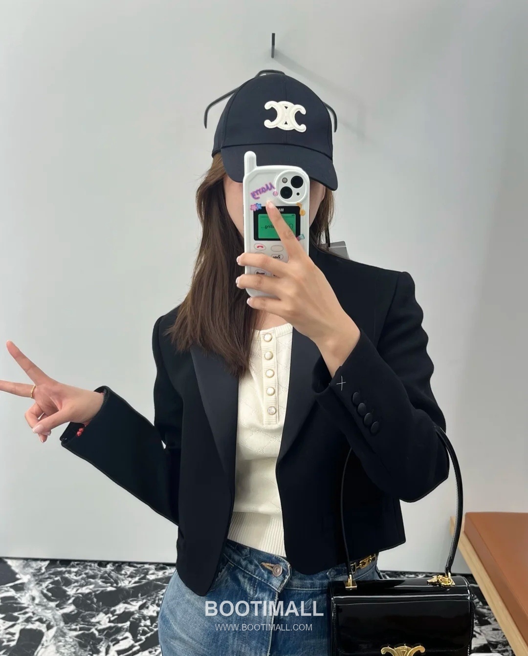 Celine Triomphe 118053 Calfskin Black Shoulder Bag 셀린느 118053 카프스킨 블랙 숄더백 18cm 4