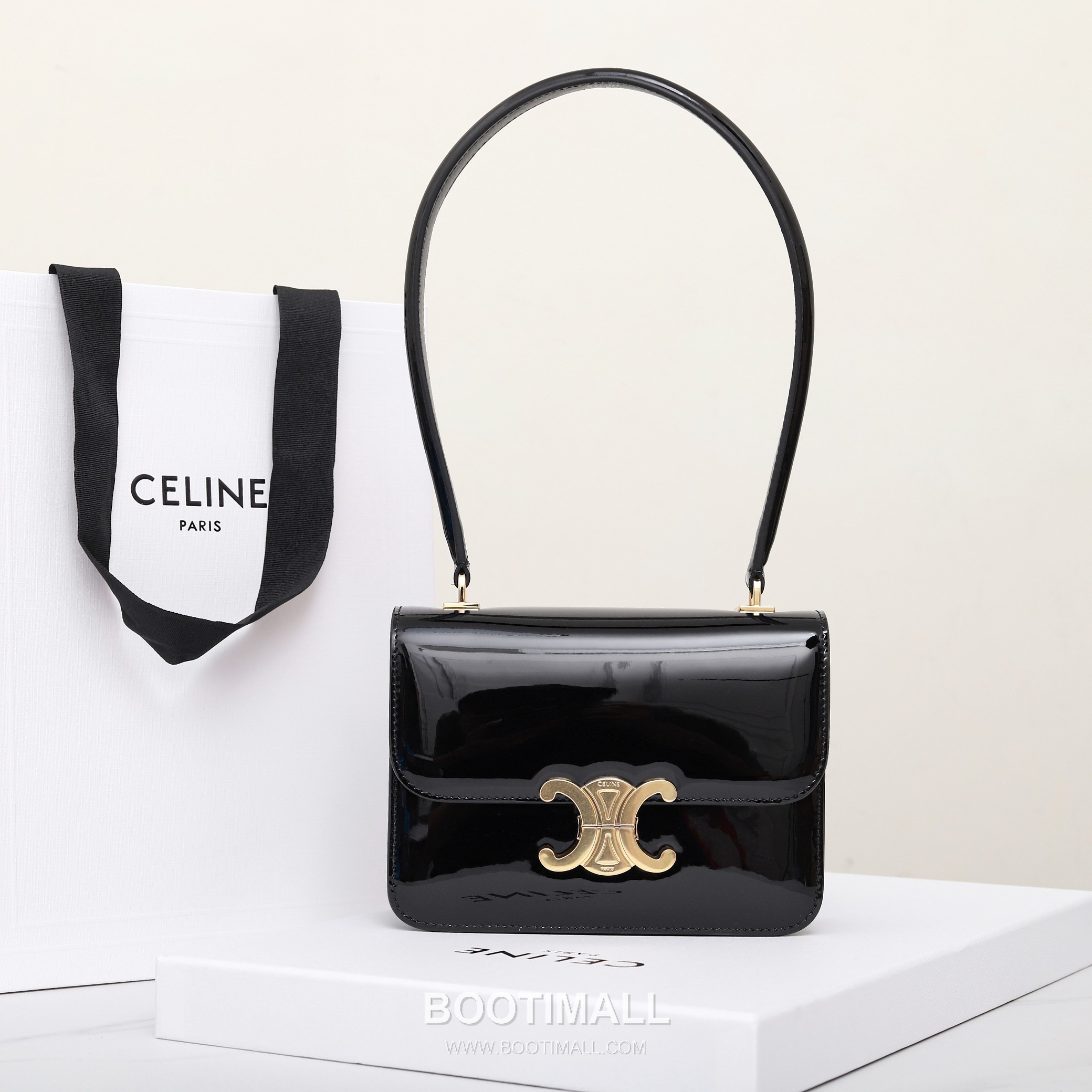 Celine Triomphe 118053 Calfskin Black Shoulder Bag 셀린느 118053 카프스킨 블랙 숄더백 18cm 10