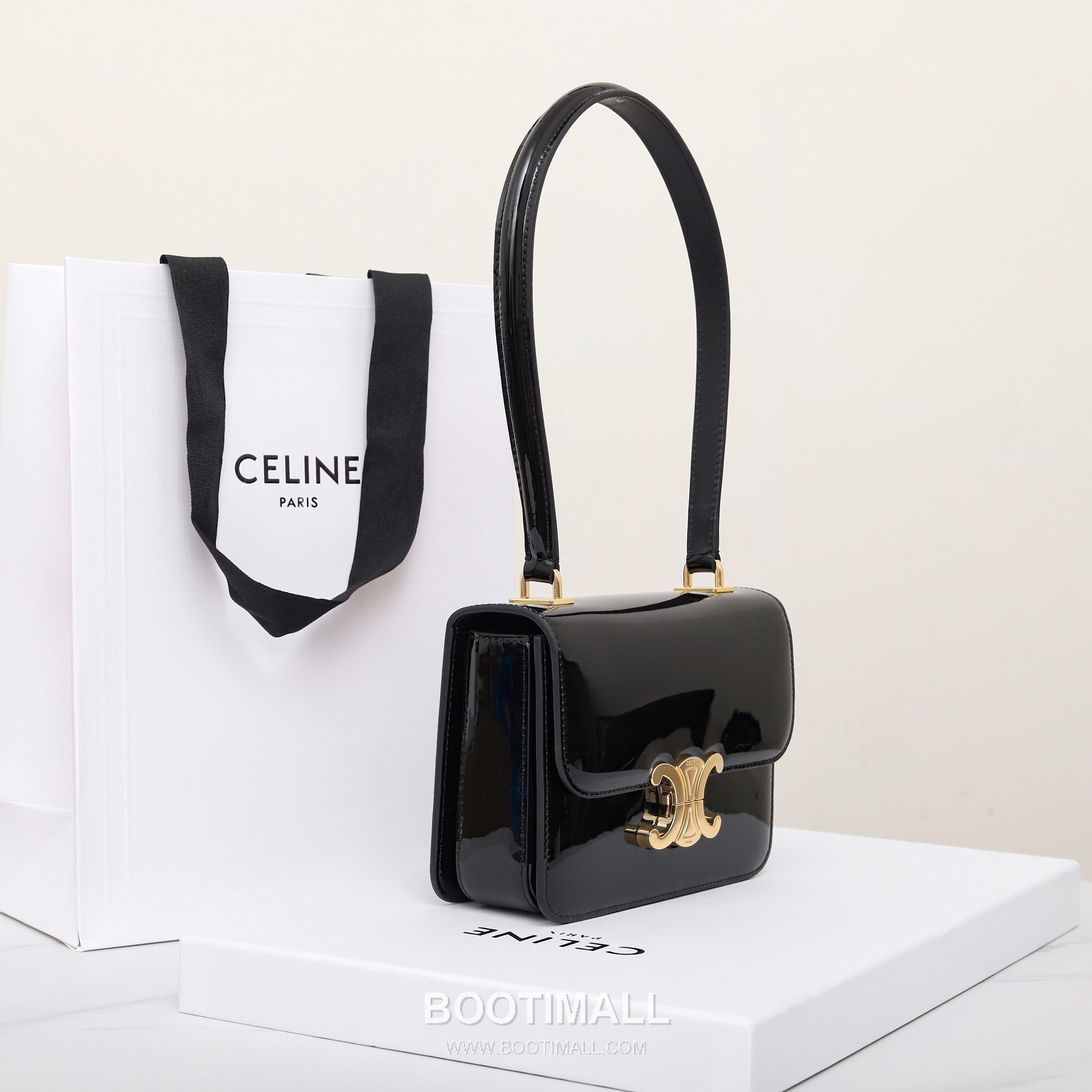 Celine Triomphe 118053 Calfskin Black Shoulder Bag 셀린느 118053 카프스킨 블랙 숄더백 18cm 11