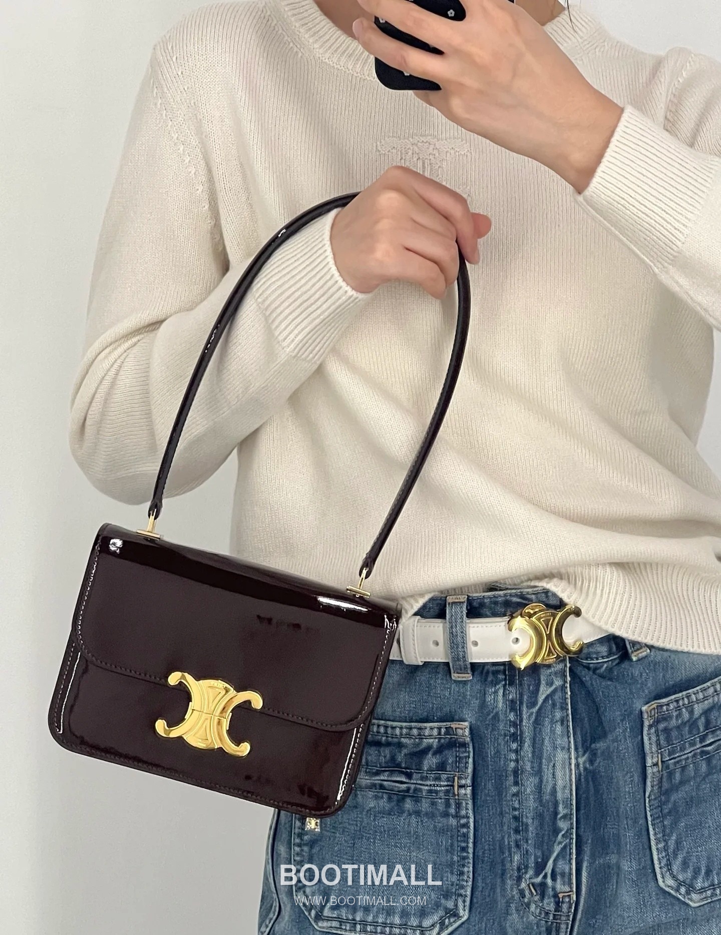 Celine Triomphe 118053 Calfskin Red Shoulder Bag 셀린느 118053 카프스킨 레드 숄더백 18cm 4