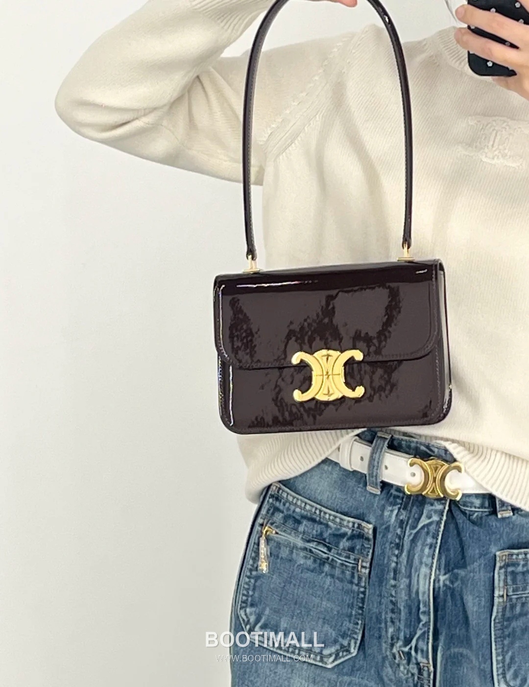 Celine Triomphe 118053 Calfskin Red Shoulder Bag 셀린느 118053 카프스킨 레드 숄더백 18cm 5