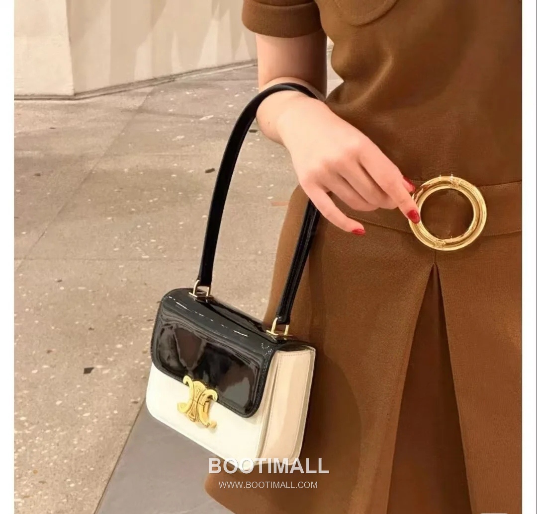 Celine Triomphe 118053 Calfskin Black Shoulder Bag 셀린느 118053 카프스킨 블랙 숄더백 18cm 1