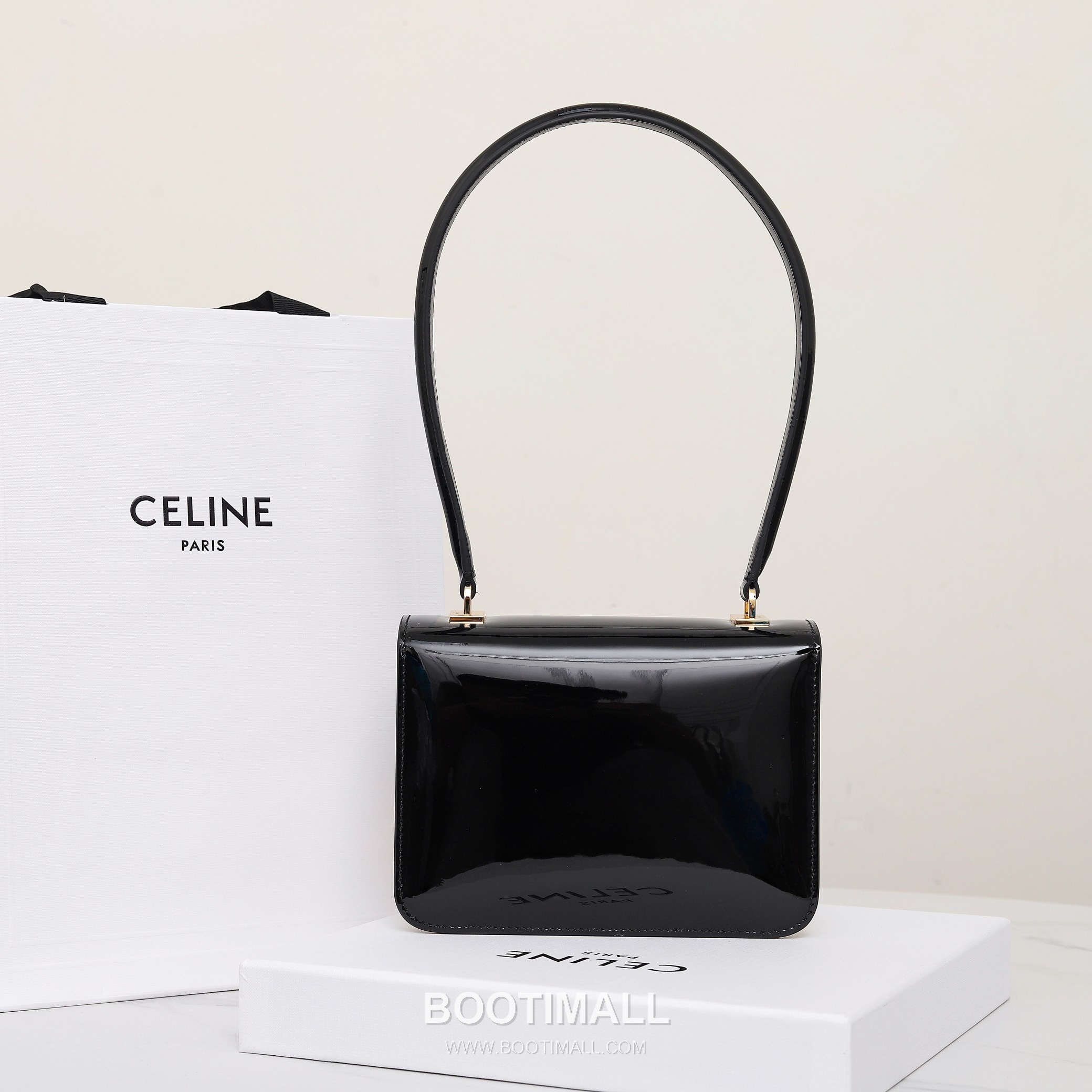 Celine Triomphe 118053 Calfskin Black Shoulder Bag 셀린느 118053 카프스킨 블랙 숄더백 18cm 13