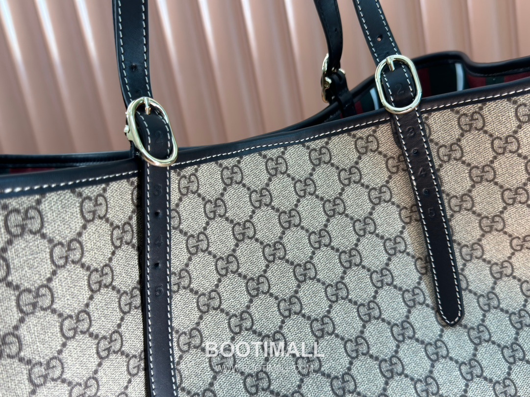 Gucci GG Emblem Large Tote Bag GG Supreme Canvas Leather Trim 815212 구찌 GG 엠블럼 라지 토트백 GG 수프림 캔버스 가죽 트리밍 45.5cm 9