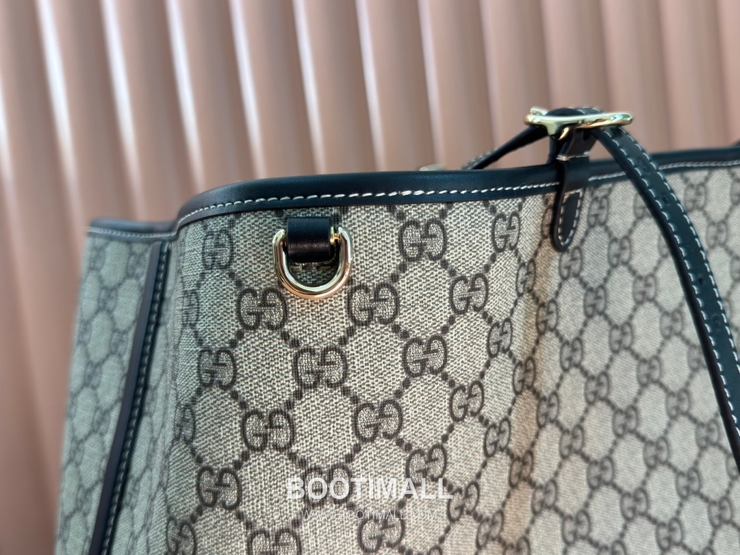 Gucci GG Emblem Large Tote Bag GG Supreme Canvas Leather Trim 815212 구찌 GG 엠블럼 라지 토트백 GG 수프림 캔버스 가죽 트리밍 45.5cm 10