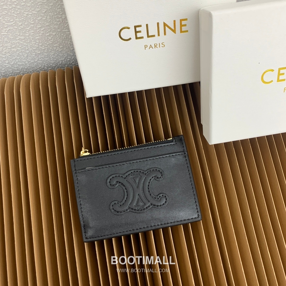 Celine Triomphe Glossy Calfskin Zipped Card Holder 셀린느 트리옹프 글로시 카프스킨 지퍼 카드홀더 10588 11cm 1