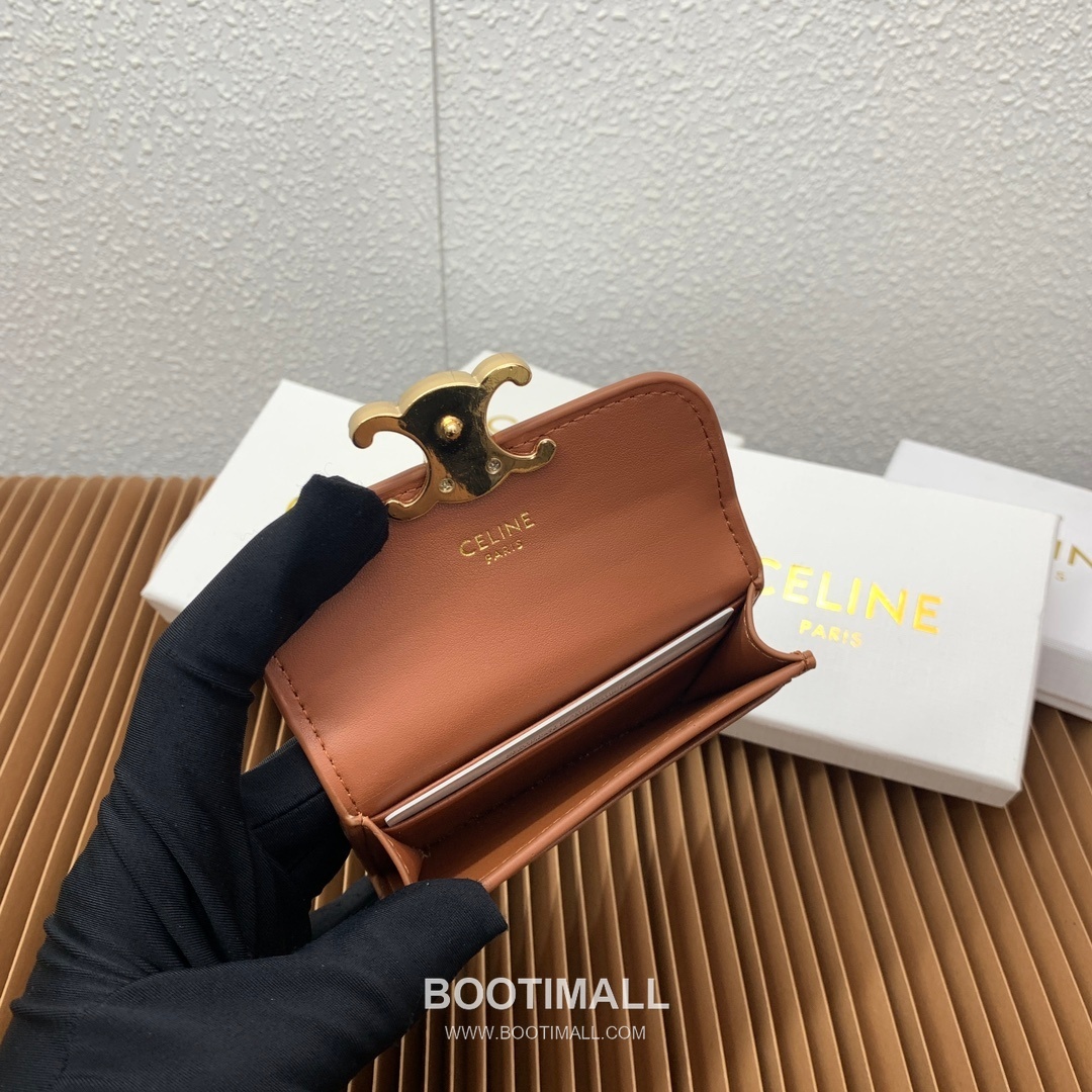 Celine Triomphe Coated Canvas Lambskin Trim Card Holder 셀린느 트리옹프 코팅 캔버스 램스킨 트림 카드홀더 10582 10.5cm 9