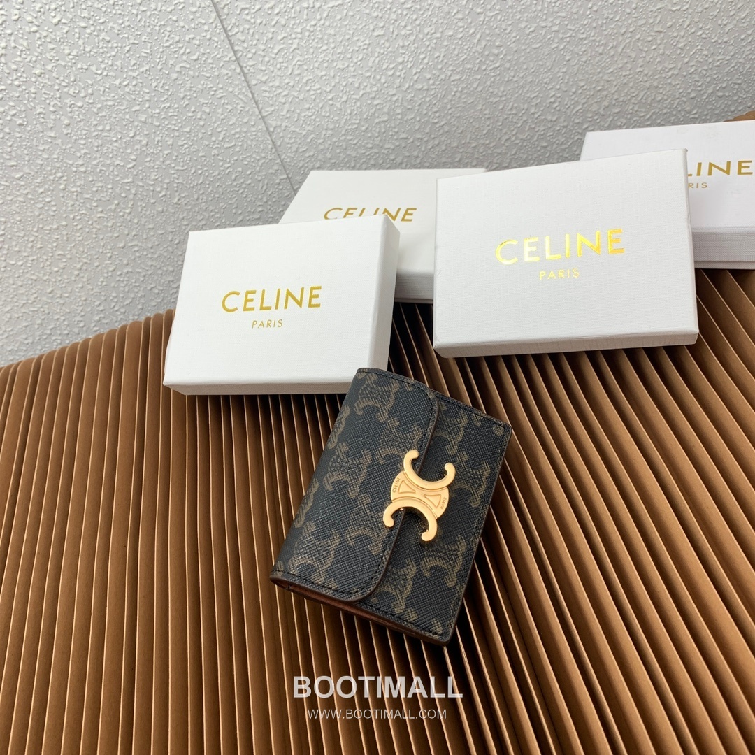 Celine Triomphe Printed Coated Canvas Lambskin Trim Card Holder 셀린느 트리옹프 프린티드 코팅 캔버스 램스킨 트림 카드홀더 10582 10.5cm 2