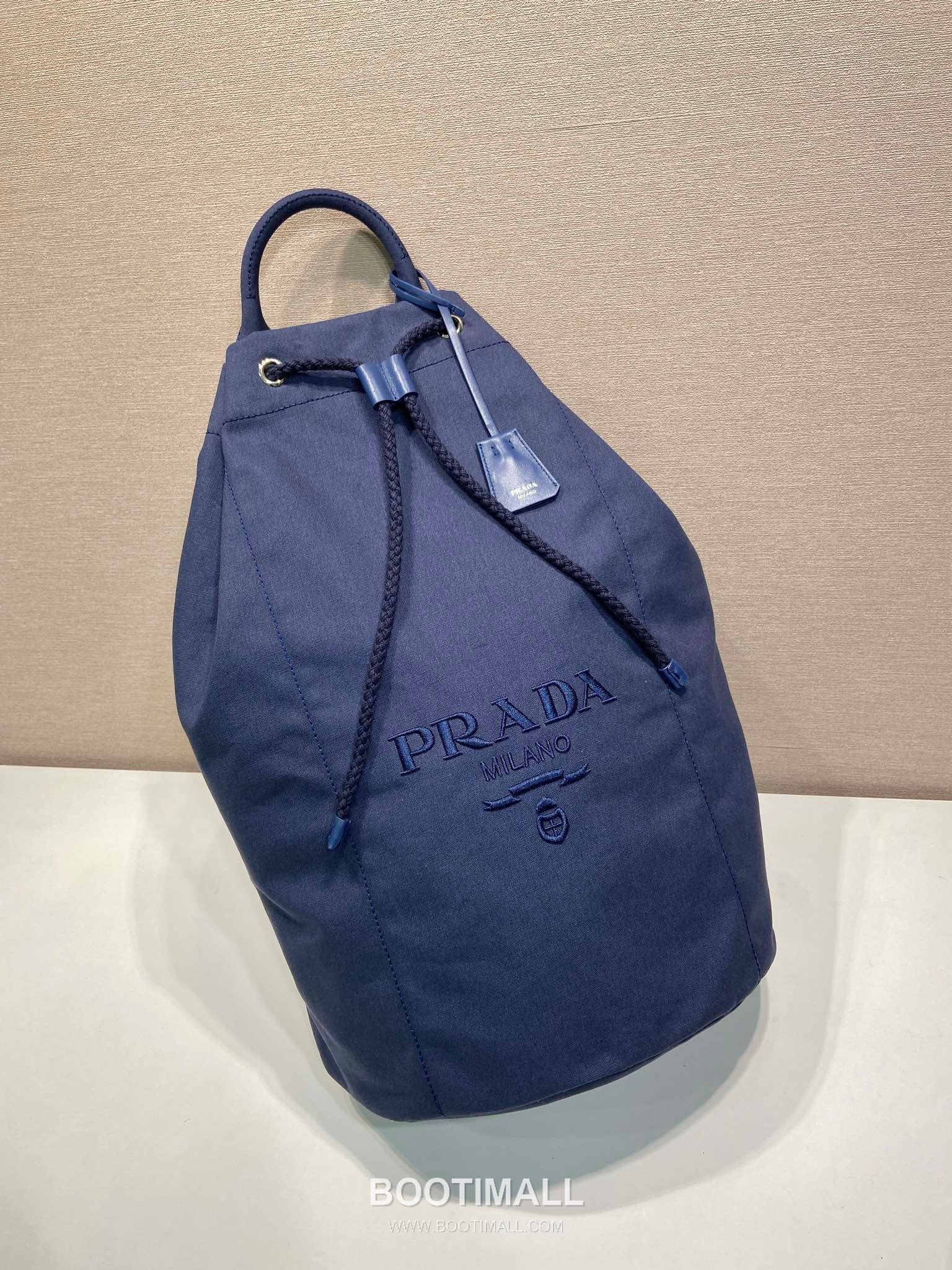 Prada Linen Blend Drawstring Travel Bag 2VY011 프라다 린넨 혼방 가죽 트리밍 드로스트링 트래블백 55cm 3