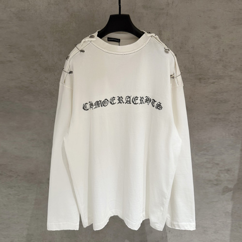 Chrome Hearts Shoulder Hardware Logo Long Sleeve 크롬하츠 숄더 하드웨어 로고 롱슬리브 티셔츠(380g 코튼 원단)