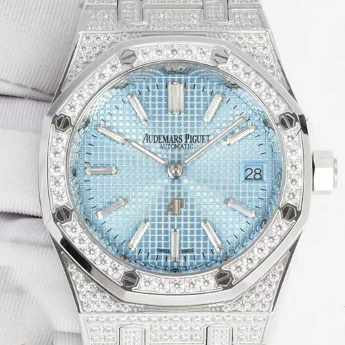 Audemars Piguet Royal Oak Jumbo Extra-Thin 오데마피게 로열오크 점보 엑스트라 씬 16202BC 풀 다이아 스카이블루 다이얼 은장 39mm