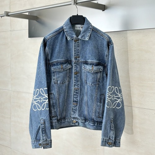 Loewe Anagram Embroidered Denim Jacket 로에베 아나그램 자수 데님 트러커 자켓 코튼 데님
