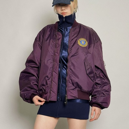 Balenciaga Embroidered Crest Patch Bomber Jacket 발렌시아가 자수 크레스트 와펜 봄버 재킷 버건디