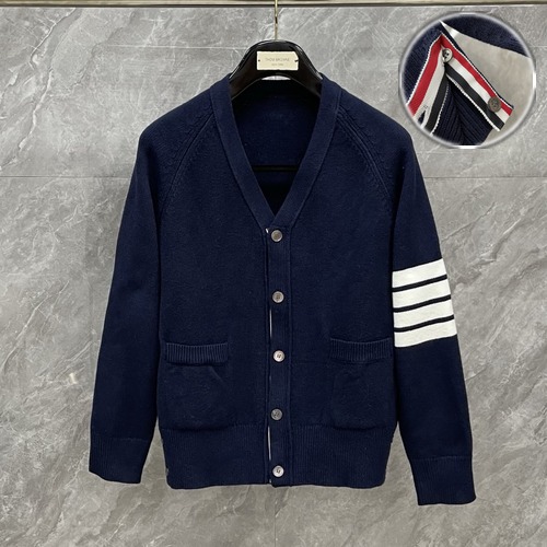 Thom Browne 4-Bar V-Neck Wool Cardigan 톰브라운 4바 브이넥 울 가디건 네이비