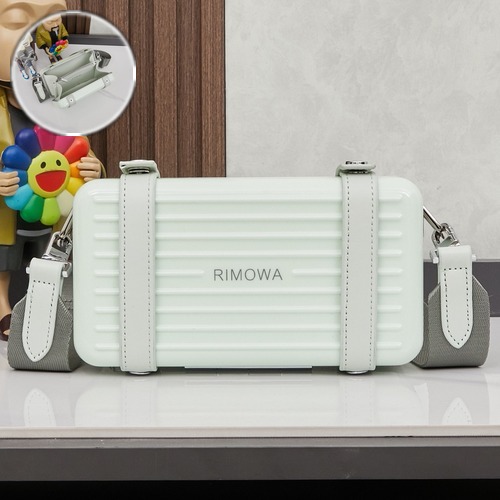 RIMOWA Personal Cross-Body Trunk 리모와 퍼스널 미니 트렁크 크로스바디 폴리카보네이트/알루미늄-마그네슘 합금 라이트블루