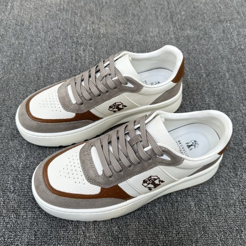 Brunello Cucinelli Perforated Leather Low-Top Sneaker 브루넬로 쿠치넬리 퍼포레이티드 레더 로우탑 스니커즈 그레이/다크브라운