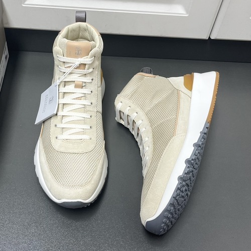 Brunello Cucinelli Cashmere Knit & Suede High-Top Sneaker 브루넬로 쿠치넬리 캐시미어 니트 스웨이드 하이탑 스니커즈 베이지