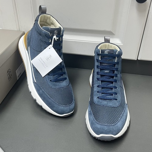 Brunello Cucinelli Cashmere Knit & Suede High-Top Sneaker 브루넬로 쿠치넬리 캐시미어 니트 스웨이드 하이탑 스니커즈 네이비