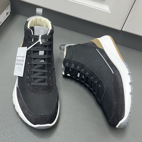 Brunello Cucinelli Cashmere Knit & Suede High-Top Sneaker 브루넬로 쿠치넬리 캐시미어 니트 스웨이드 하이탑 스니커즈 블랙