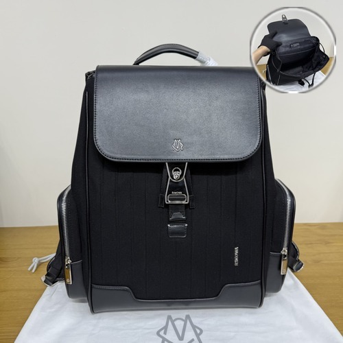 RIMOWA NEVER STILL Leather Backpack 리모와 네버 스틸 풀그레인/페브릭 소가죽 백팩 블랙 44cm