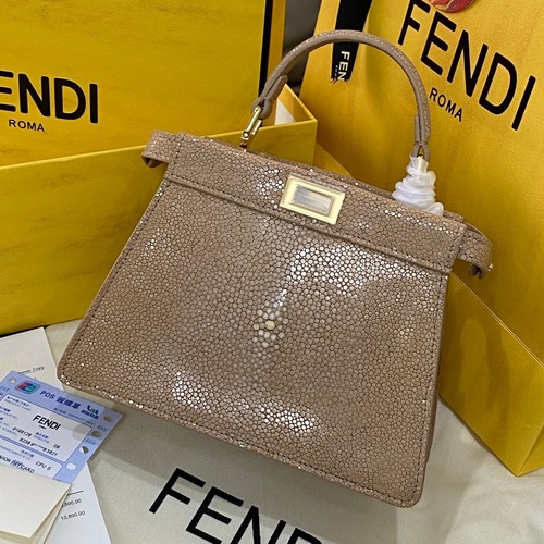 Fendi Peekaboo Iconic Medium Pearl Stingray Leather Satchel Bag 펜디 피카부 아이코닉 미디엄 펄 스팅레이 레더 새첼백 20cm