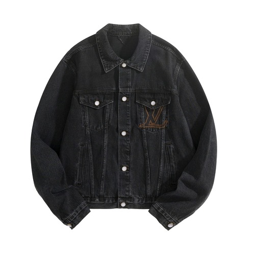 Louis Vuitton LV Embroidered Damier Logo Japanese Denim Trucker Jacket Indigo Blue 루이비통 LV 자수 다미에 로고 재패니즈 데님 트러커 자켓 인디고 블루