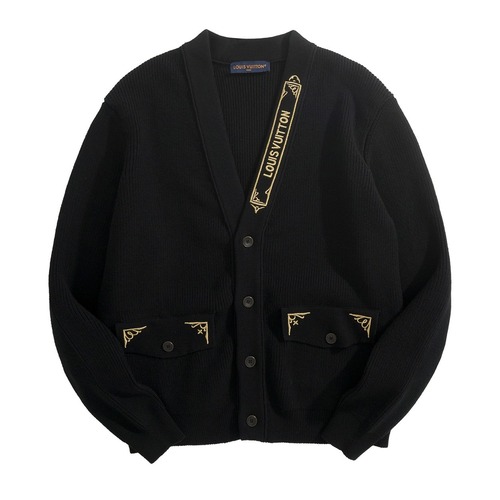 Louis Vuitton Monogram Embroidery Cotton Blend Cardigan Navy 루이비통 모노그램 자수 코튼 블렌드 가디건 네이비
