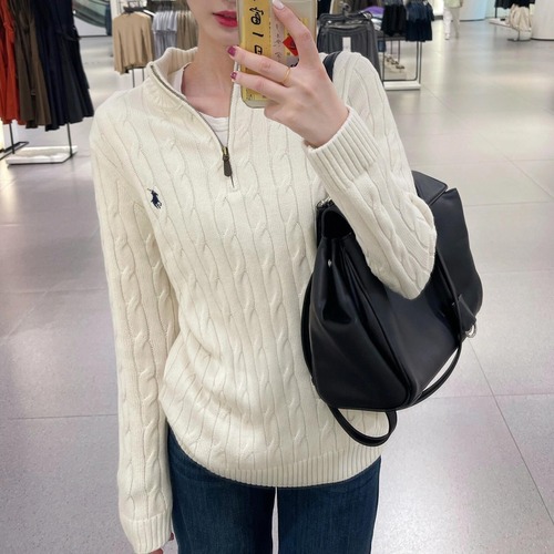 Ralph Lauren Cable Knit Half Zip Sweater Navy 랄프로렌 케이블 니트 하프 집업 스웨터 네이비