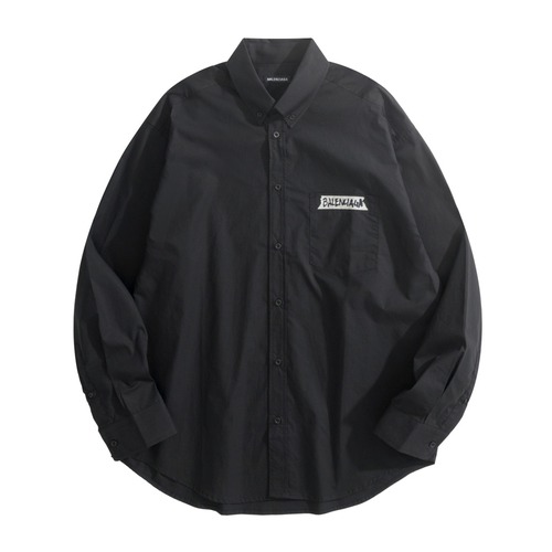 Balenciaga Letter Print Mercerized Poplin Shirt Black White 발렌시아가 레터 프린트 머서라이즈드 포플린 셔츠 블랙 화이트