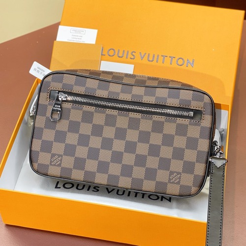 Louis Vuitton Kasai Damier Ebene Coated Canvas Clutch Bag 루이비통 카사이 N61664 다미에 에벤 코팅 캔버스 클러치 25cm