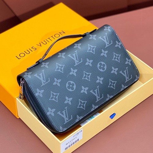 Louis Vuitton Zippy Brazza M61698 Black Flower Taiga Leather Long Wallet 루이비통 지피 브라자 M61698 블랙 플라워 타이가 레더 장지갑 21cm