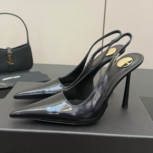 Saint Laurent YSL Chain Detail Pointed Toe High Heel Slingback Pumps 생로랑 YSL 체인 디테일 포인티드 토 하이힐 슬링백 펌프스 굽높이약 10.5cm