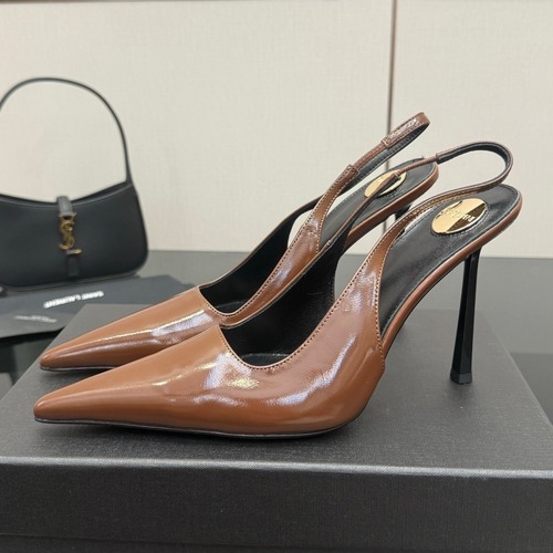 Saint Laurent YSL Chain Detail Pointed Toe High Heel Slingback Pumps 생로랑 YSL 체인 디테일 포인티드 토 하이힐 슬링백 펌프스 굽높이약 10.5cm